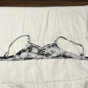 Small black and white tie dye cross front bikini top